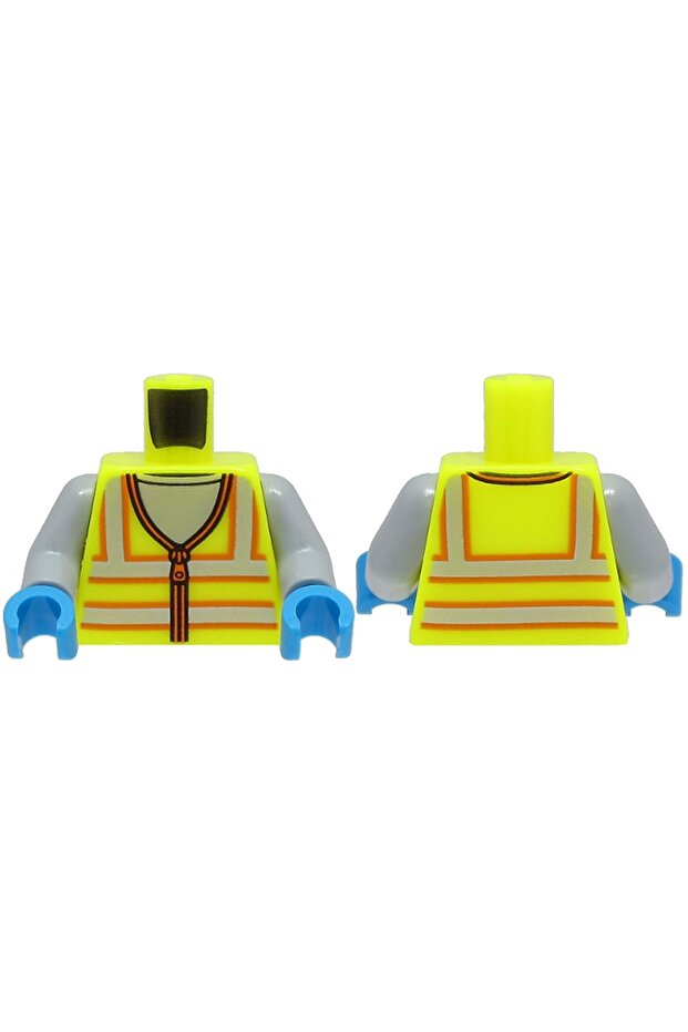 Original Moc Custom Minifigure Minifigure Body Torso Neon Yellow Vest Construction Worker Engineer