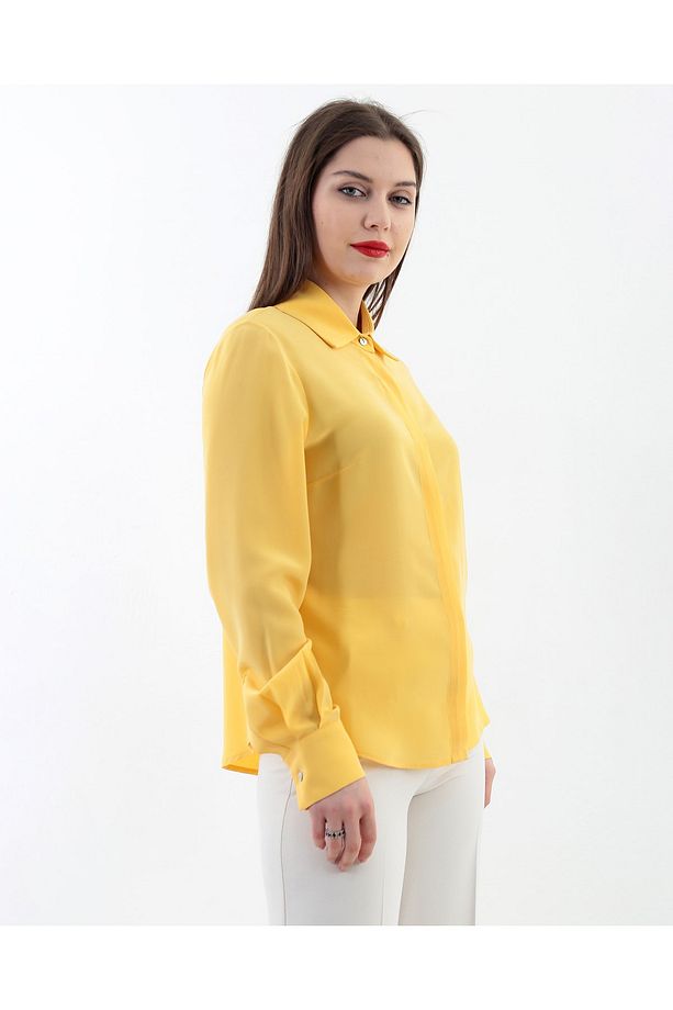 Sarı Ipek Gömlek - 4
