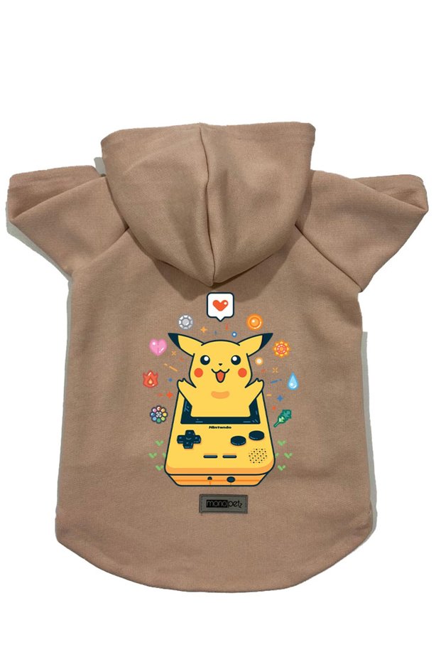 Hooded Fleece Sweatshirt Dog And Cat Outfit & Dress - Beige New Pikachu