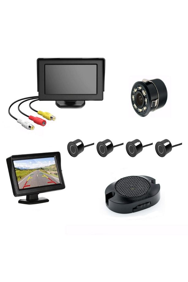 Kameralı Park Sensörü 4.3' Komple +4 Adet Siyah Sensör - 1