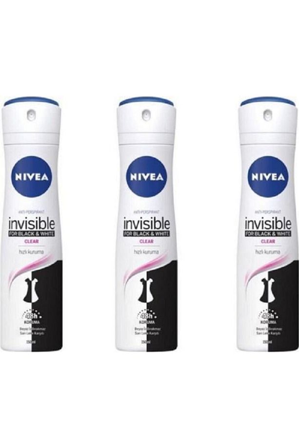 Invisible For Black & White Clear 150 ml 3 Adet Deo Sprey - 1