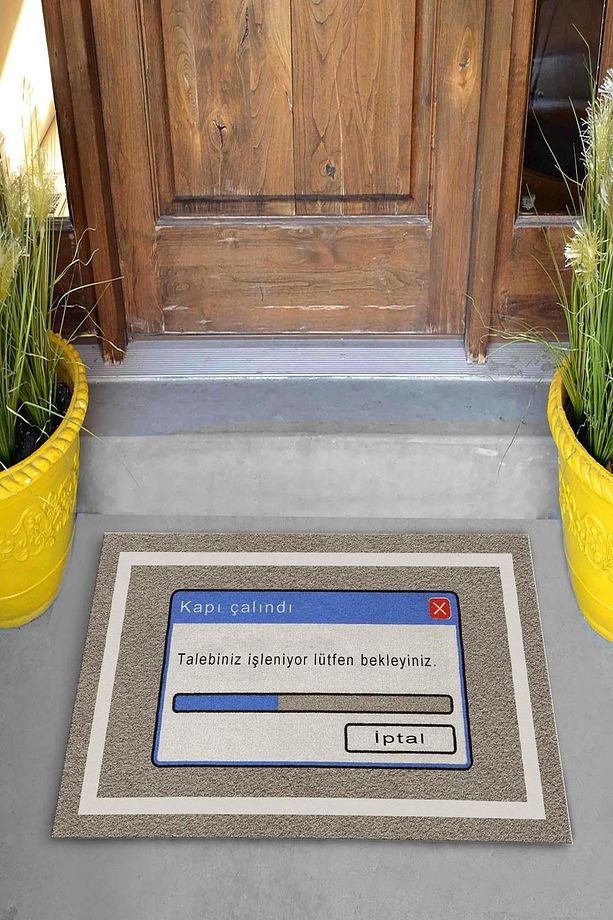Kapı Çalınma Talebi Yükleniyor Dekoratif Kapı Önü Paspası - 4