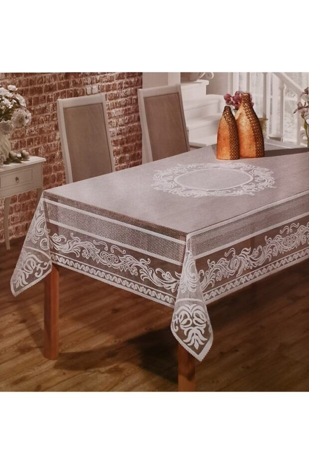 Knitted Panel Patterned Tablecloth 160x220 - 3