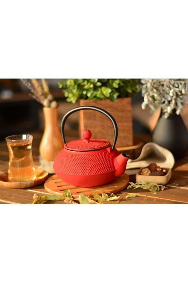 Taşev T2765 Linden Sümbül 750 Ml Kırmızı Döküm Demlik Çaydanlık - 1