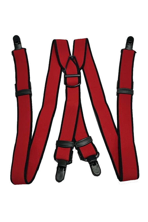 Plastic 4 Clips Washable Antiallergic Unisex Red Trouser Hanger