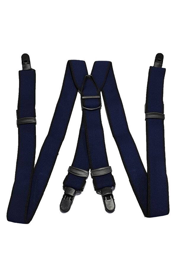 Plastic 4 Clips Washable Antiallergic Unisex Navy Blue Trouser Hanger