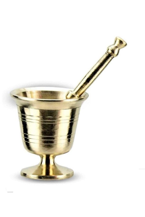 Orta Boy Sarı Bakır Havan - 1