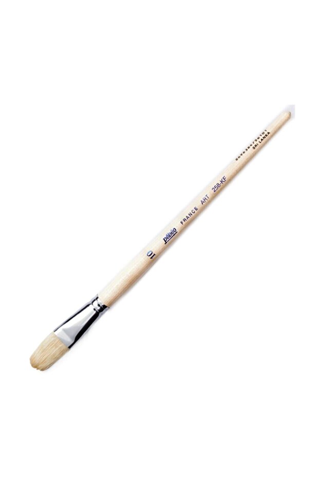 258kf - 6 White Bristle Flat Cat's Tongue Oil Paint Brush