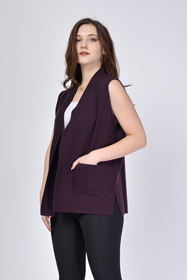Classic Buttonless Knitted Plus Size Vest - 2