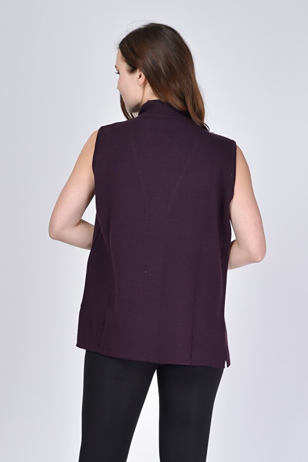 Classic Buttonless Knitted Plus Size Vest - 3