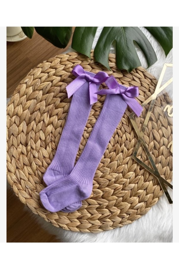 Baby Girl Lilac Ribbon Knee Socks