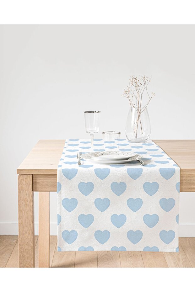 Heart Pattern Digital Printed Suede Runner - 1