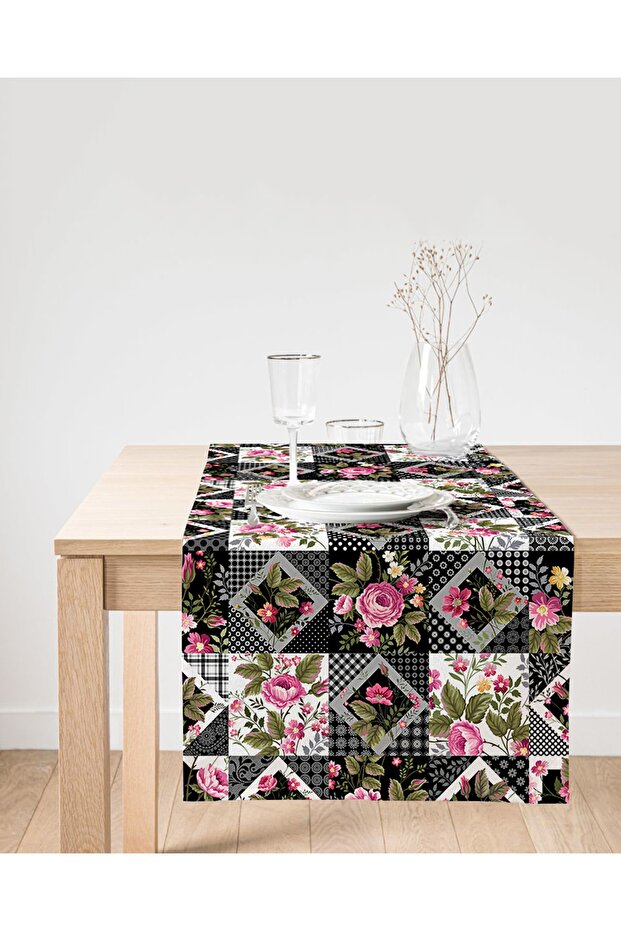 Jar Square Pattern Decorative Suede Runner - 1