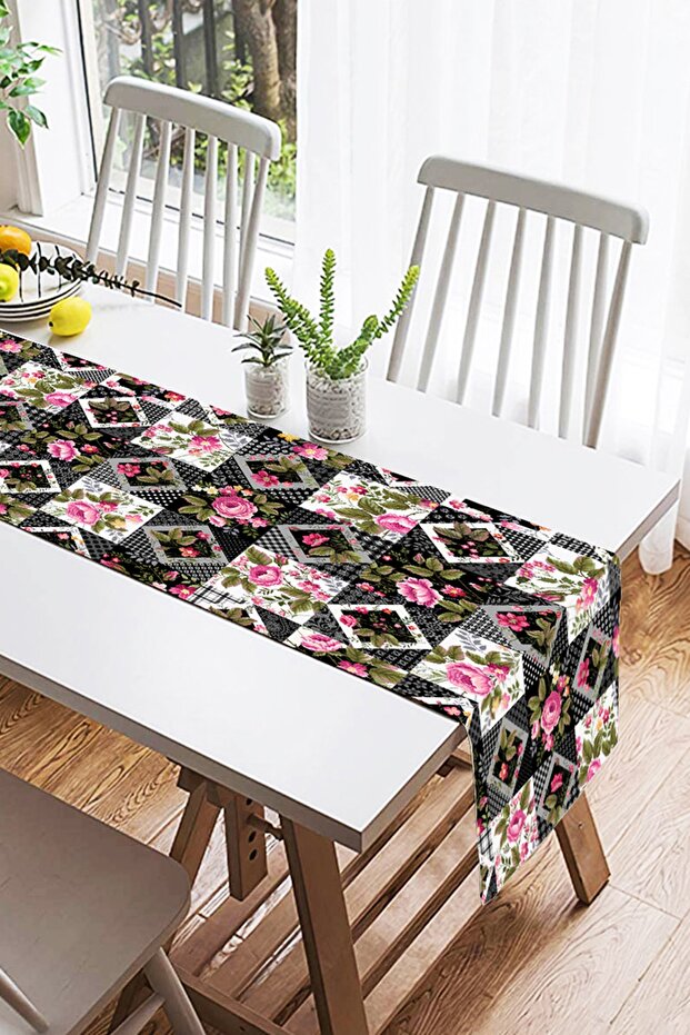 Jar Square Pattern Decorative Suede Runner - 2