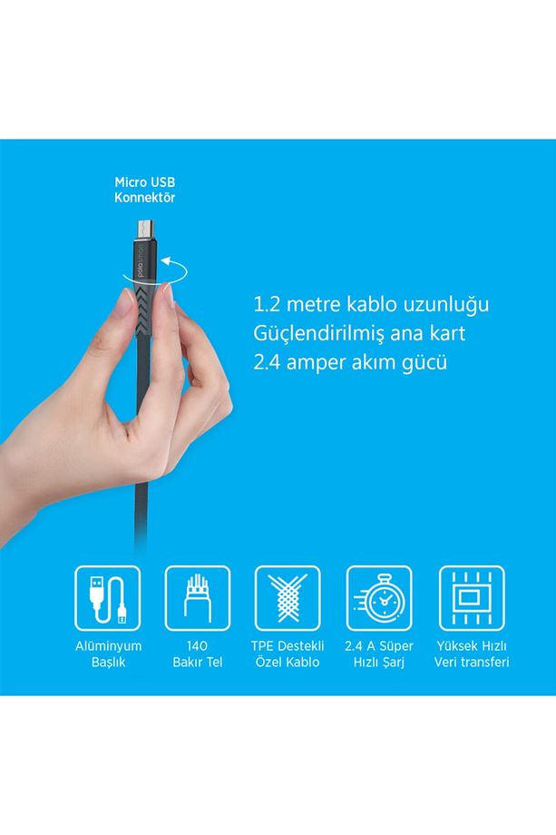 Psm21 Mıcro Usb Süper Hızlı Şarj Ve Data Kablosu - 4