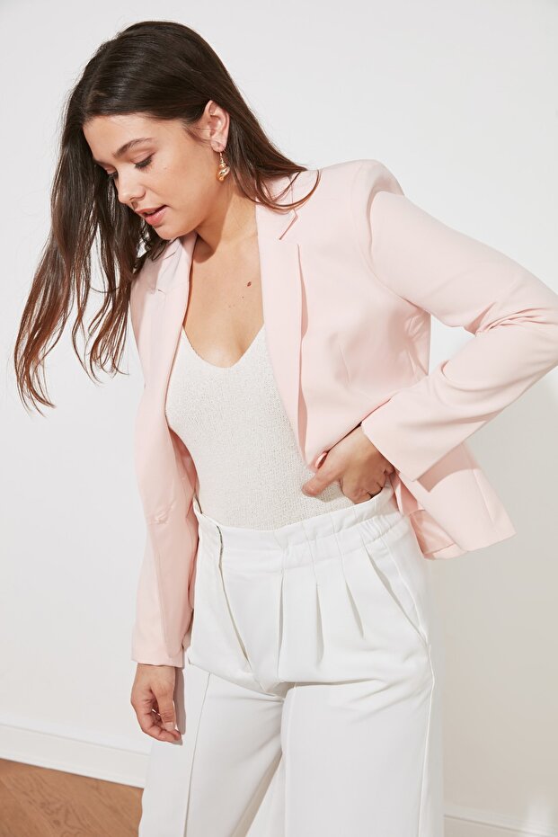 Pudra Düğme Detaylı Blazer Ceket TWOSS21CE0039 - 3