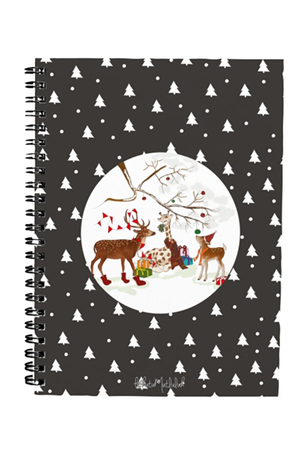 Gift - N061 A5 Design Spiral Notebook - Black Deer New Year