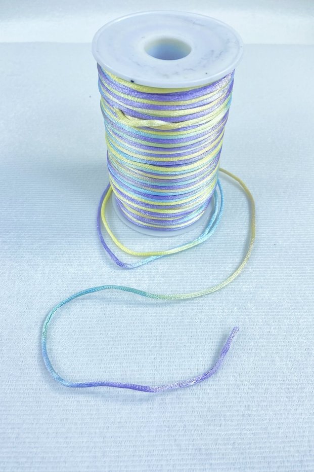 1 mm Flush Satin Thread Ribbon Thread Necklace Bracelet Thread Blue Yellow Shades Multicolored 10 Meters – Knitting Thread –