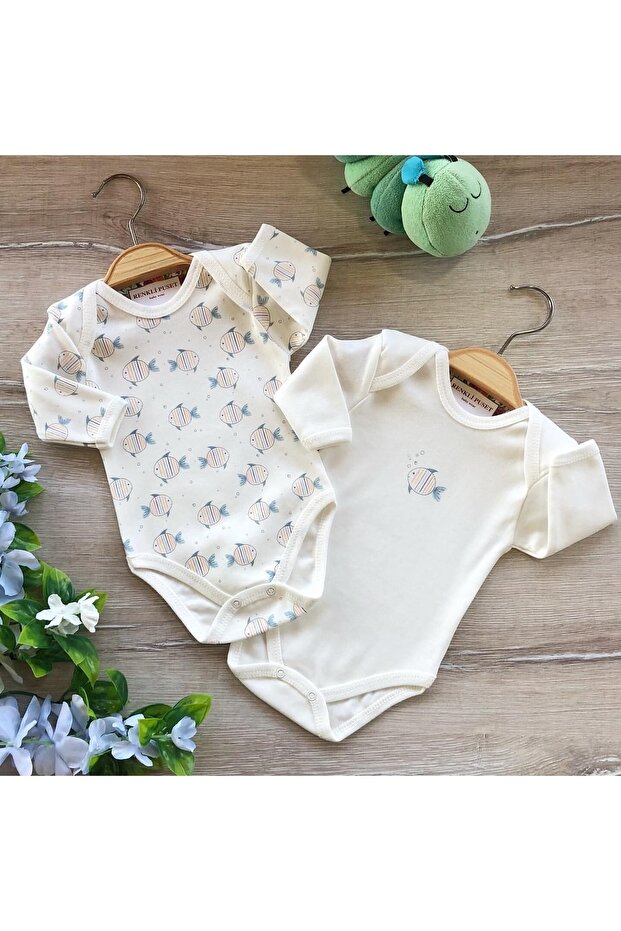 2-Piece Cotton Baby Short Sleeve Bodysuit Set Fish