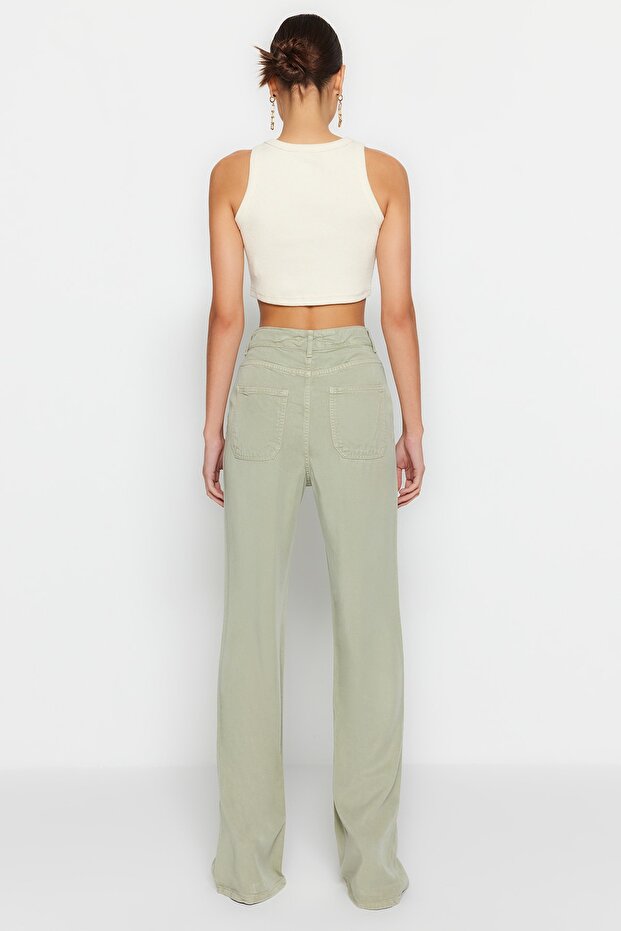 More Sustainable Mint %100 Tencel™ Düşük Bel Wide Leg Jeans TWOSS23JE00219 - 7