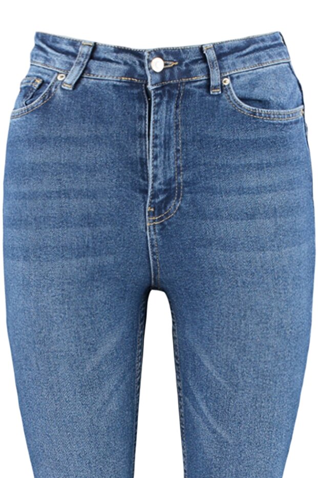 More Sustainable Koyu Mavi Yüksek Bel Orta Esnek Flare İspanyol Paça Jeans TWOSS23JE00063 - 6