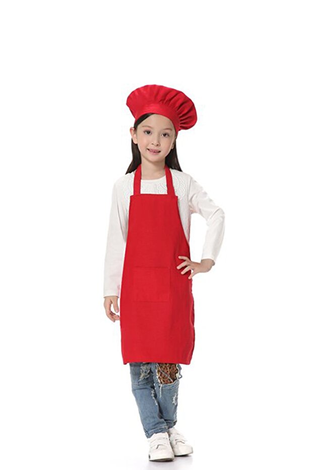 Special for Children 3 - 6 Years Old Kitchen Apron and Lace-up Mushroom Bonnet