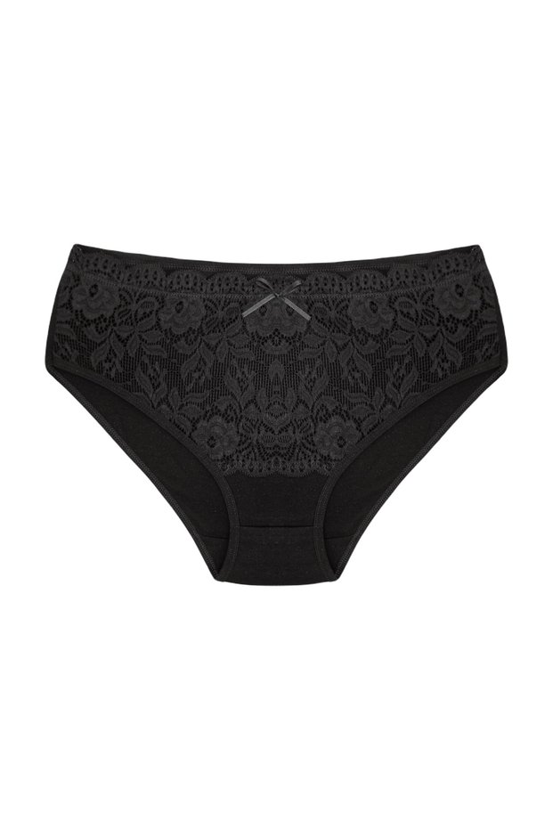 Cotton Waist Lace Detailed High Waist Large Size Women's Panties