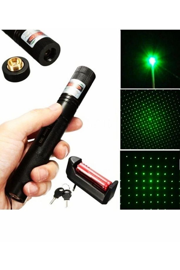 Şarjlı Güçlü Yeşil Laser Metal Kasa Anahtar Emniyetli Yeşil Pointer Yüksek Güçlü Işaretçisi - 4