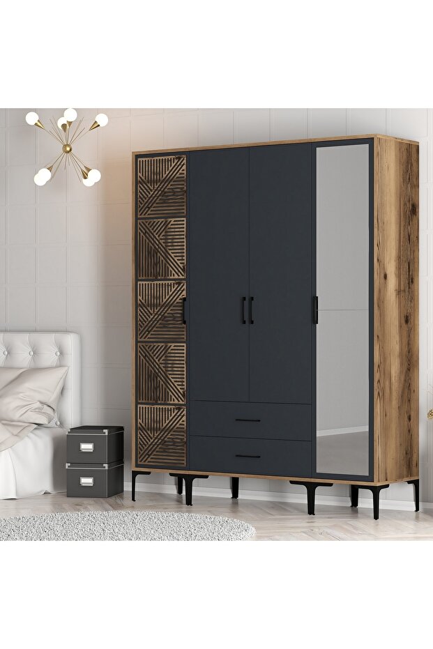 Kumsal 4 Kapılı Gardrop Ptr - Antrasit - 3