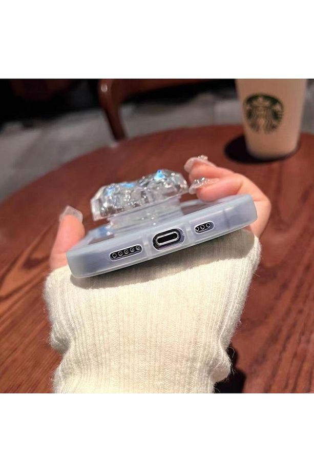 Iphone 13 Pro Max Kılıf Kamera Korumalı Aşk Kalpli Pop Soketli Kristal Taşlı Tutacak Parlak Sarı - 2