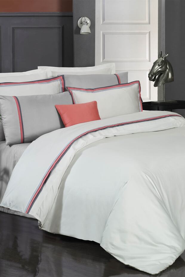Minsk Gray Double 100% Cotton Satin Duvet Cover Set