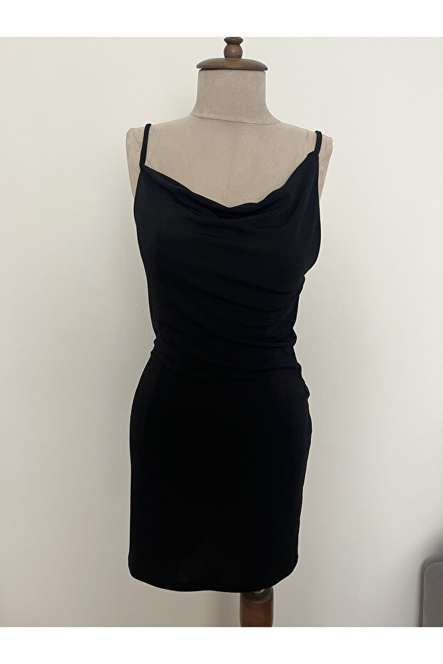 Asimetrik Mini Elbise - 1