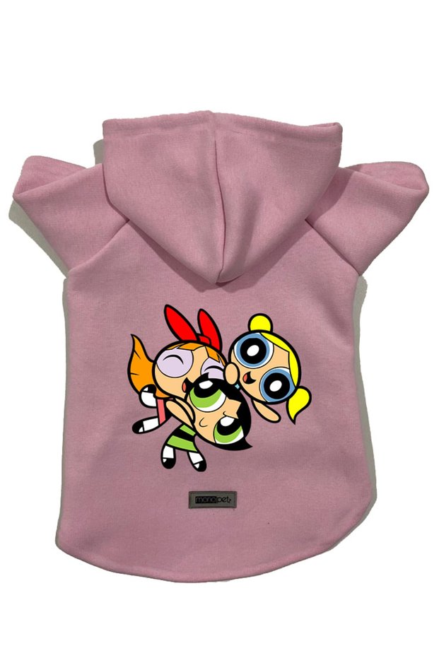 Hooded Fleece Sweatshirt Dog And Cat Outfit & Dress - Pink Power Puff Girls