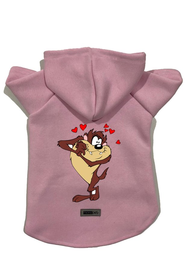 Hooded Fleece Sweatshirt Dog And Cat Outfit & Dress - Pink New Tasmanian Devil