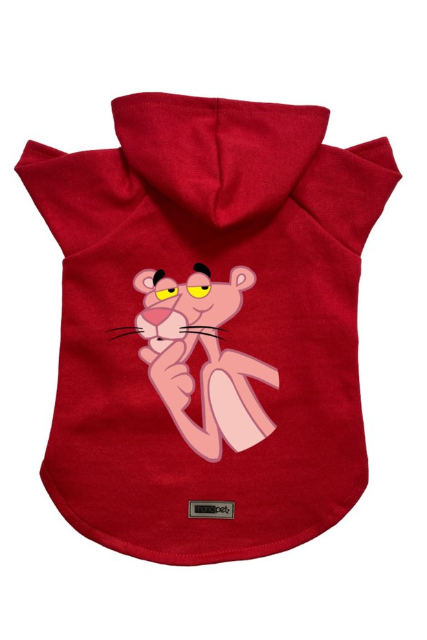 Hooded Fleece Sweatshirt Dog And Cat Outfit & Dress - Red Pink Panther