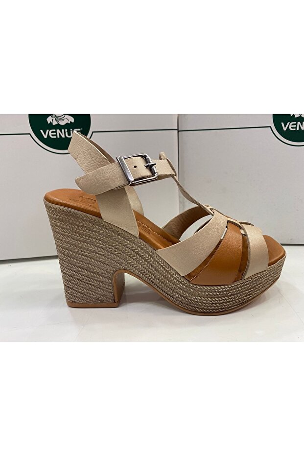 Casual Women's Sandals Genuine Leather Nude Tan