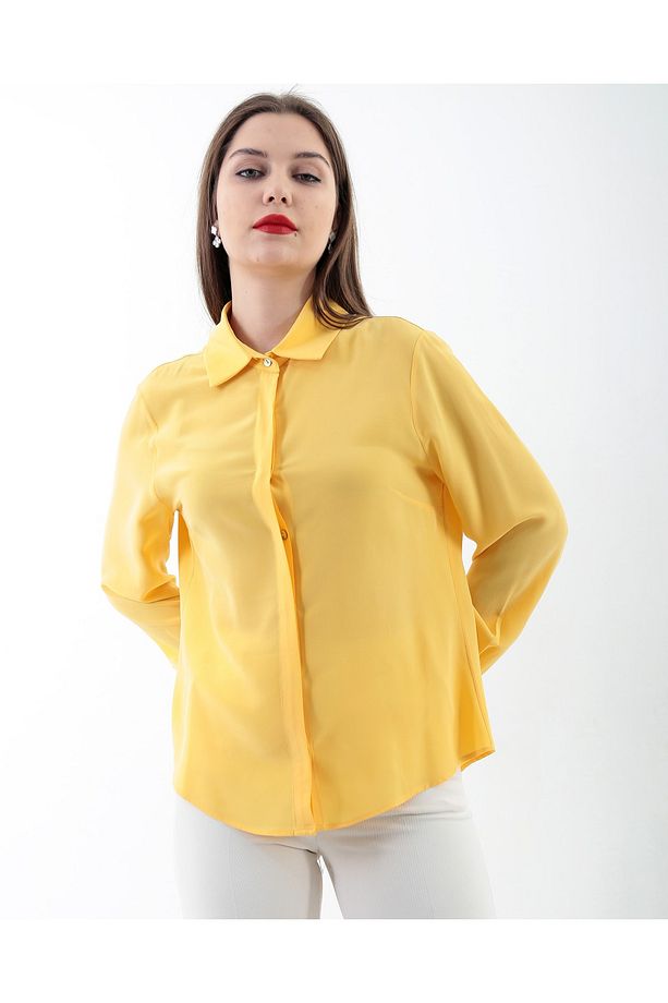 Sarı Ipek Gömlek - 1