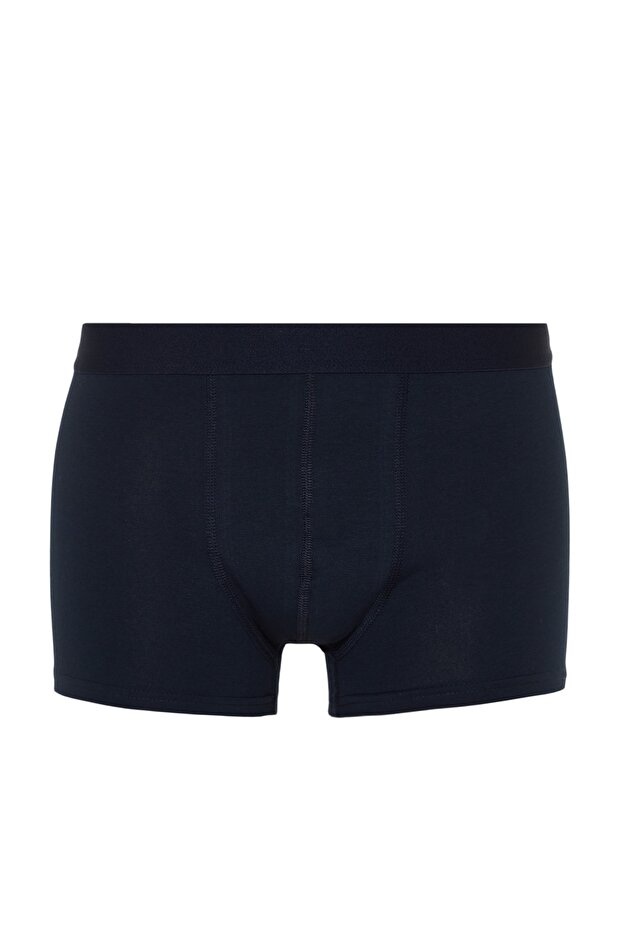 Bordo-Gri-Lacivert Düz Çizgili Lastikli 3'lü Paket Boxer TMNSS23BX00016 - 9