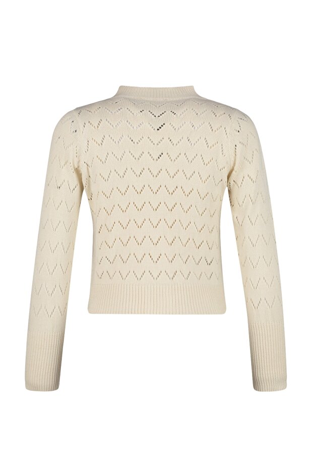 Bluzka-kardigan z guzikami w kamieniu, szczegółowo ażurowa/z dziurami TWOSS23HI00000 - 8