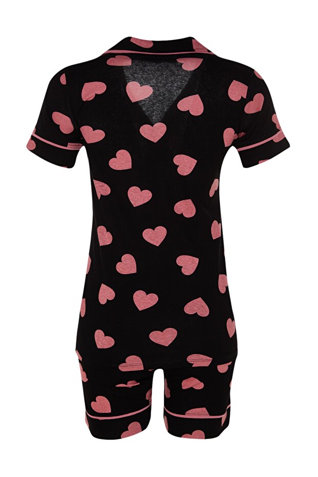 Heart Patterned 100% Cotton Shirt and Shorts Sleepwear Set - THMSS21PT1200 - 19
