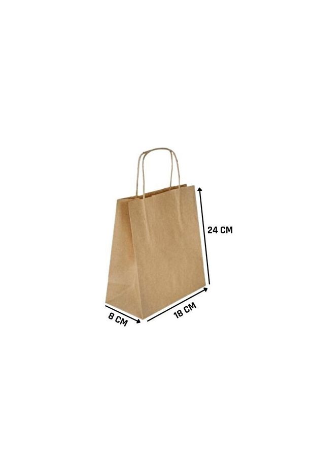 Kraft Kâğıt Poşet (18x8x24 Cm) Burgu Saplı Kâğıt Torba (25 Adet) Kâğıt Çanta - 1