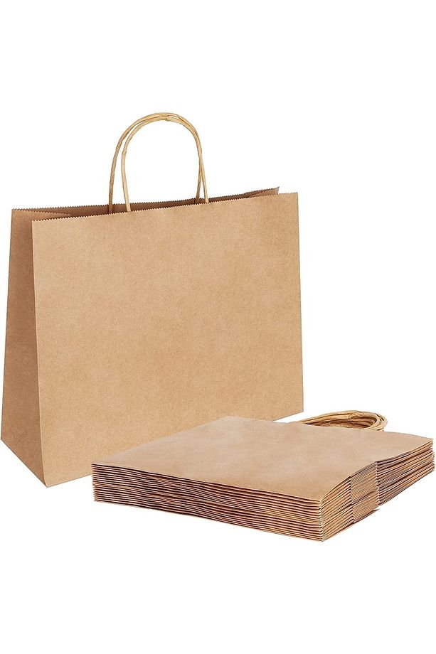 Kraft Kâğıt Poşet (32x12x41 Cm) Burgu Saplı Kâğıt Torba (100 Adet) Kâğıt Çanta - 6