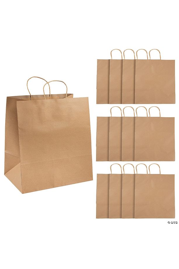 Kraft Kâğıt Poşet (32x12x41 Cm) Burgu Saplı Kâğıt Torba (100 Adet) Kâğıt Çanta - 7