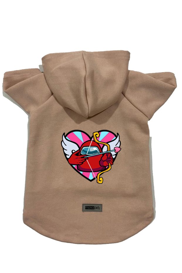Hooded Fleece Sweatshirt Dog And Cat Outfit & Dress - Beige Among Us - Size M