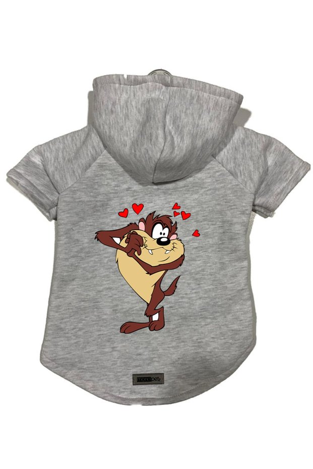 Hooded Fleece Sweatshirt Dog And Cat Outfit & Dress - Gray New Tasmanian Devil - Size Xl