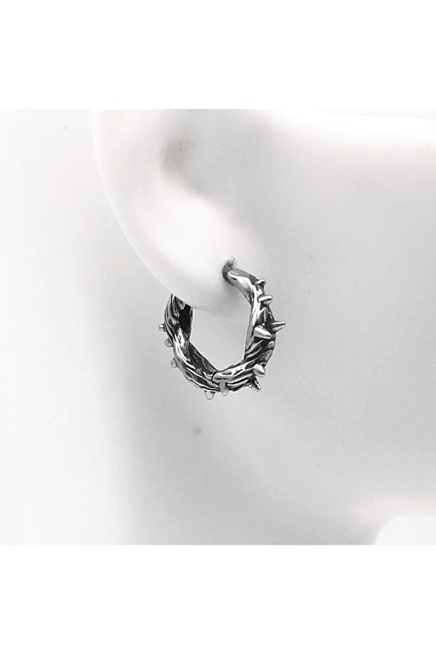 Spiked Gothic Design Hoop Snap 316l Steel Men's Earrings