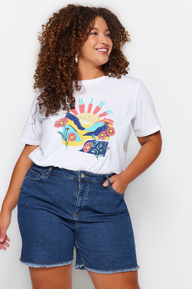 Mavi Yüksek Bel Esnek Skinny Denim Şort & Bermuda TBBSS22AP0008 - 1