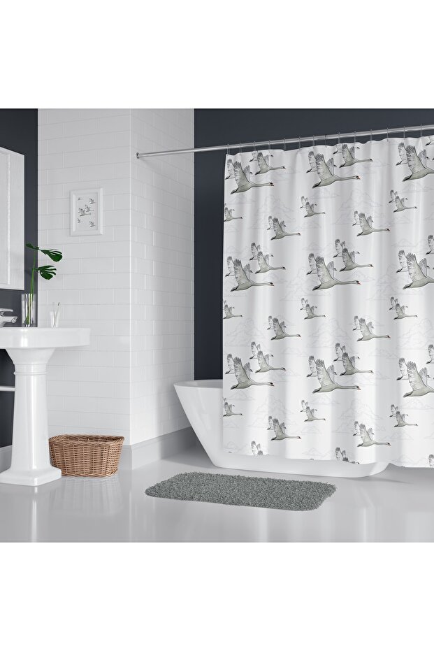 Bathroom Curtain 1X180X200 Single Wing Shower Curtain with Ring Gift Shower Cabin Curtain 6771