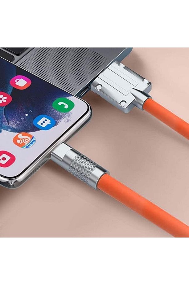 Type C 120w Watt 6 A Süper Hızlı Şarj Data Kablosu 1 Metre Type-c - 6