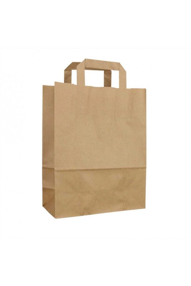 Kraft Kâğıt Poşet (33x20x33 Cm) Düz Flat Saplı Kâğıt Torba (25 Adet) Kâğıt Çanta - 3